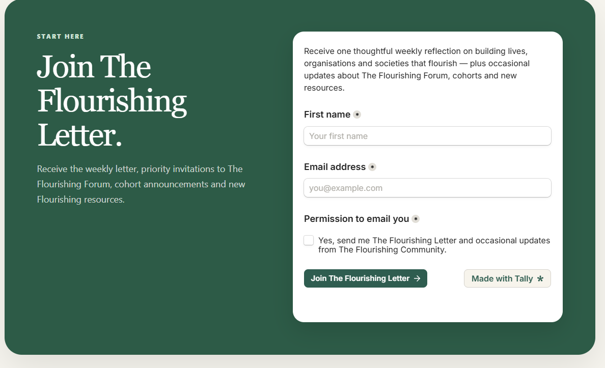 The Flourishing Letter registration form